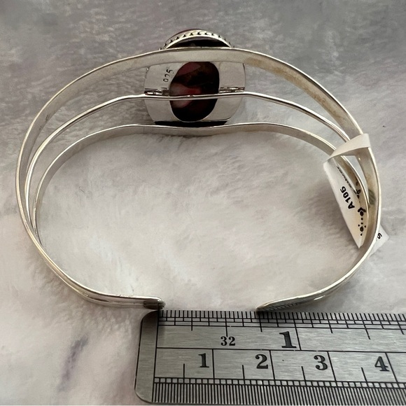 ❤️ Red Rose Pink Dahlia Turquoise Southwestern 926 Adjustable Cuff Bracelet 23gm - Picture 3 of 11